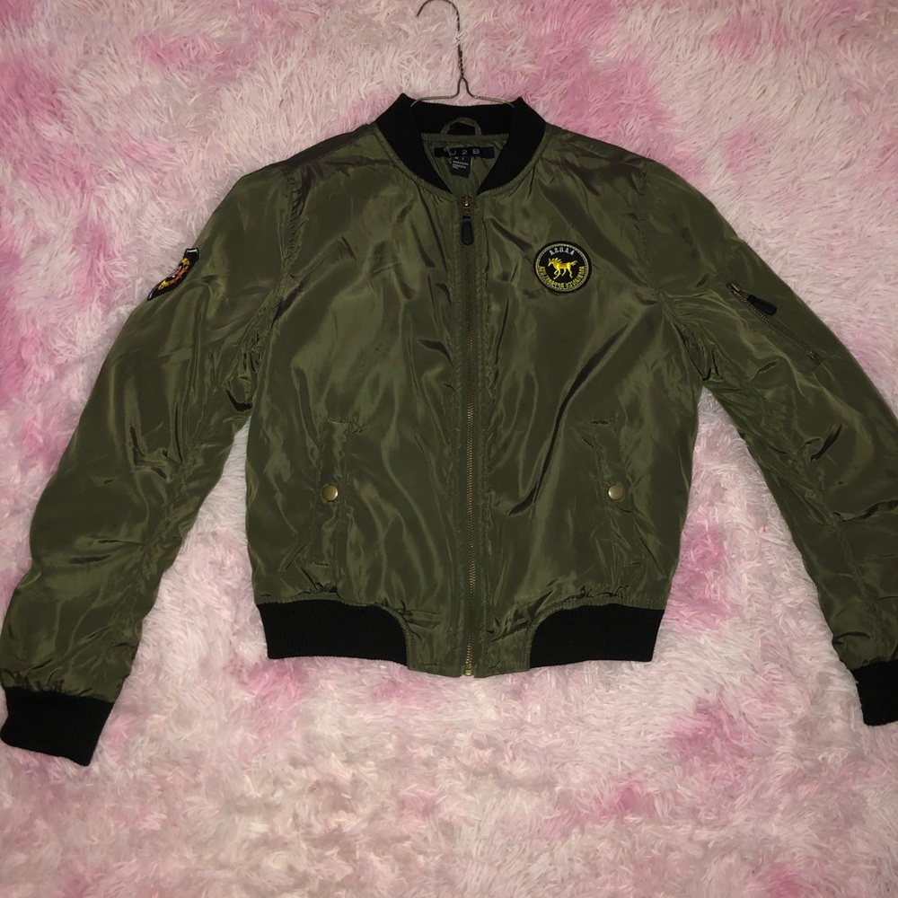 Army green bomber jacket